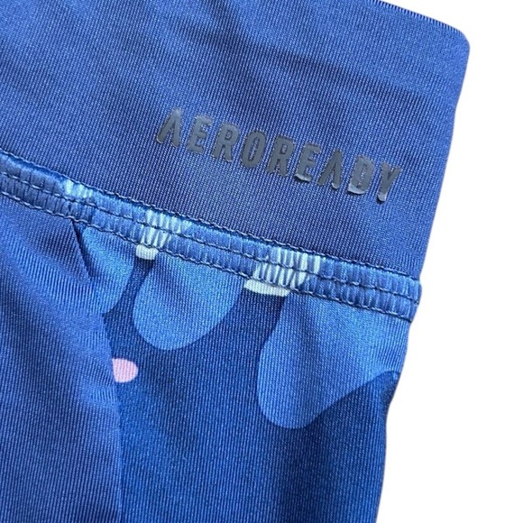 Adidas Kids Blue Patterned Leggings side pocket size M (10/12) - Picture 4 of 8